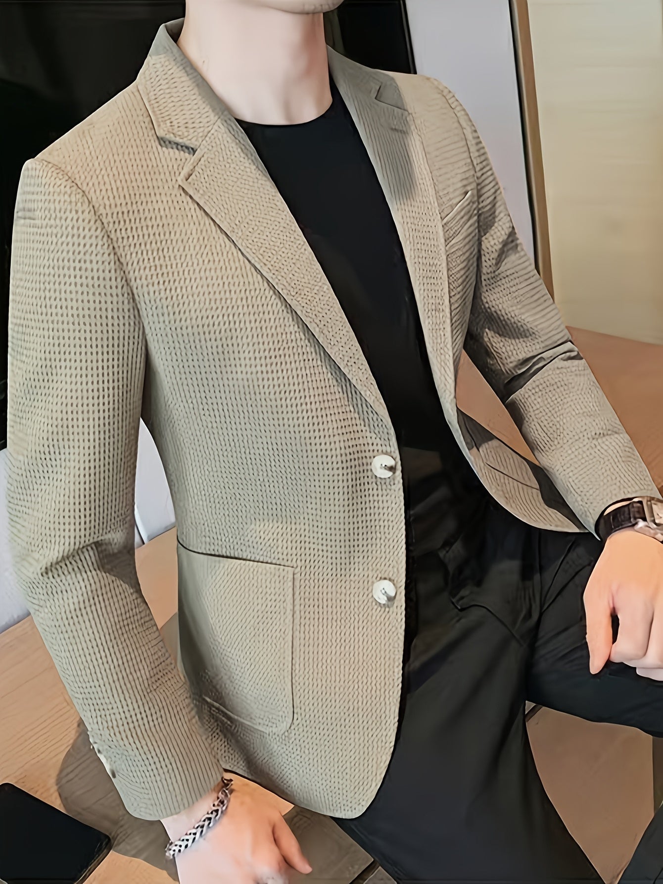 WAFFLE KNIT BLAZER FOR MEN