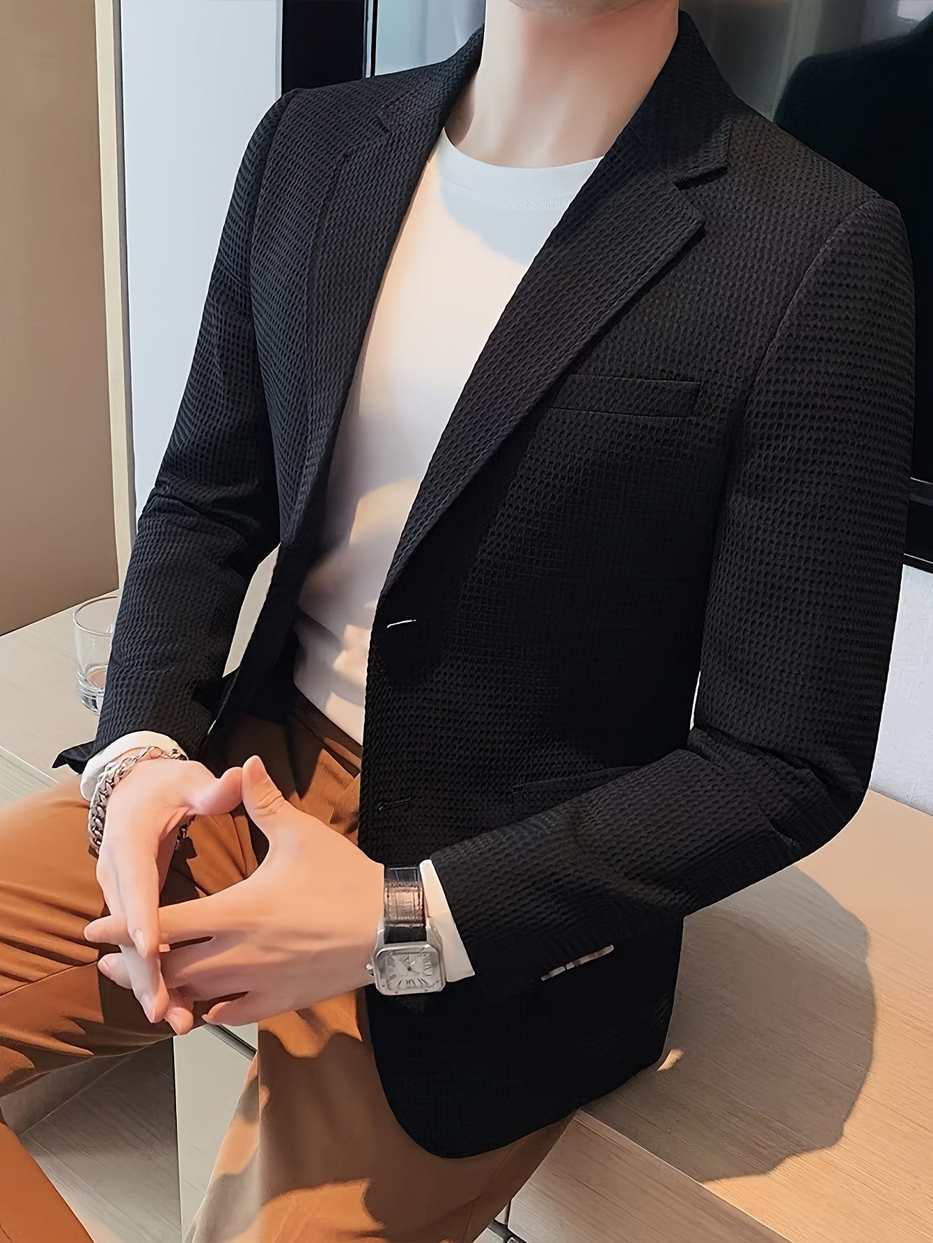 WAFFLE KNIT BLAZER FOR MEN