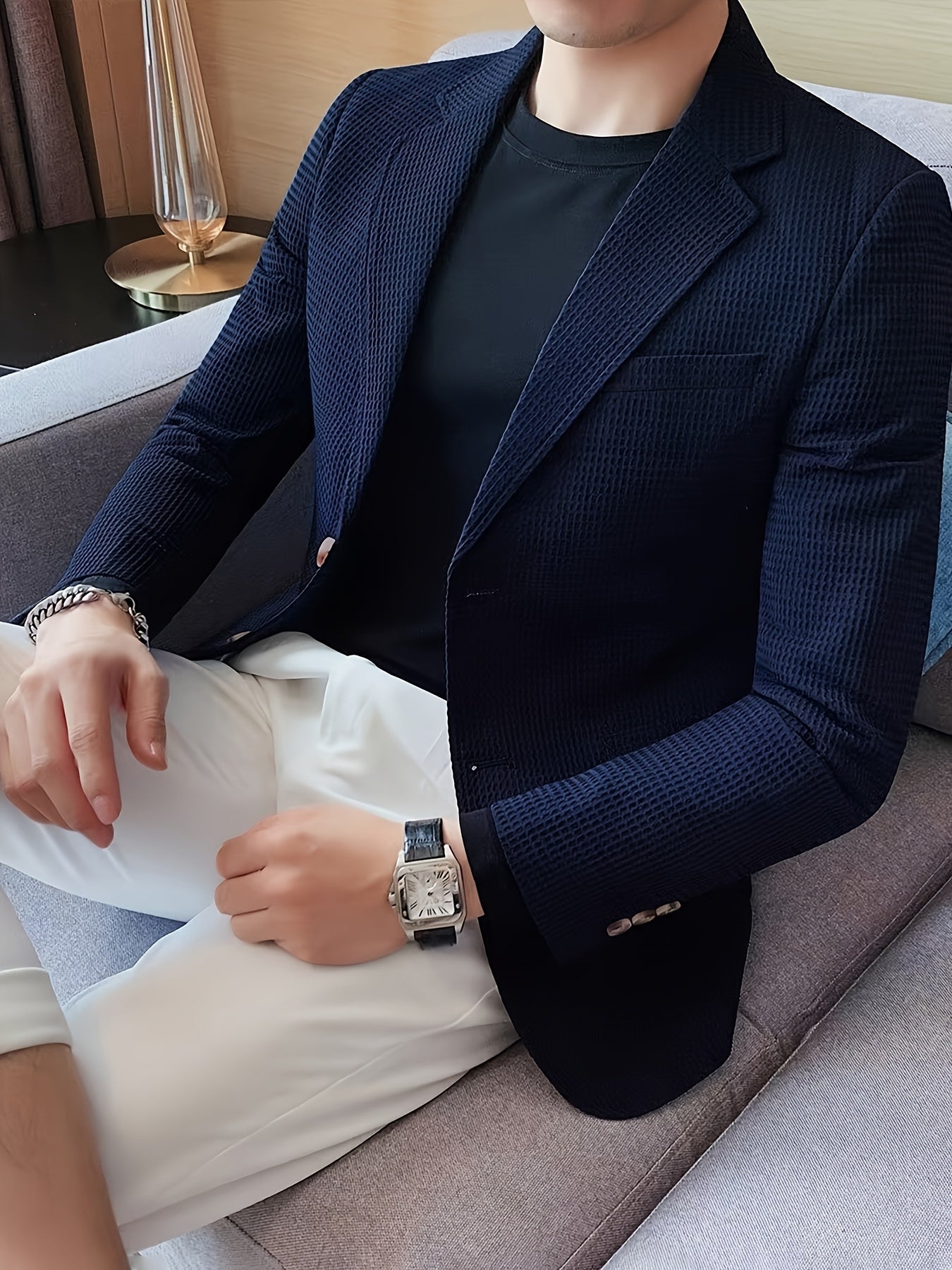 WAFFLE KNIT BLAZER FOR MEN