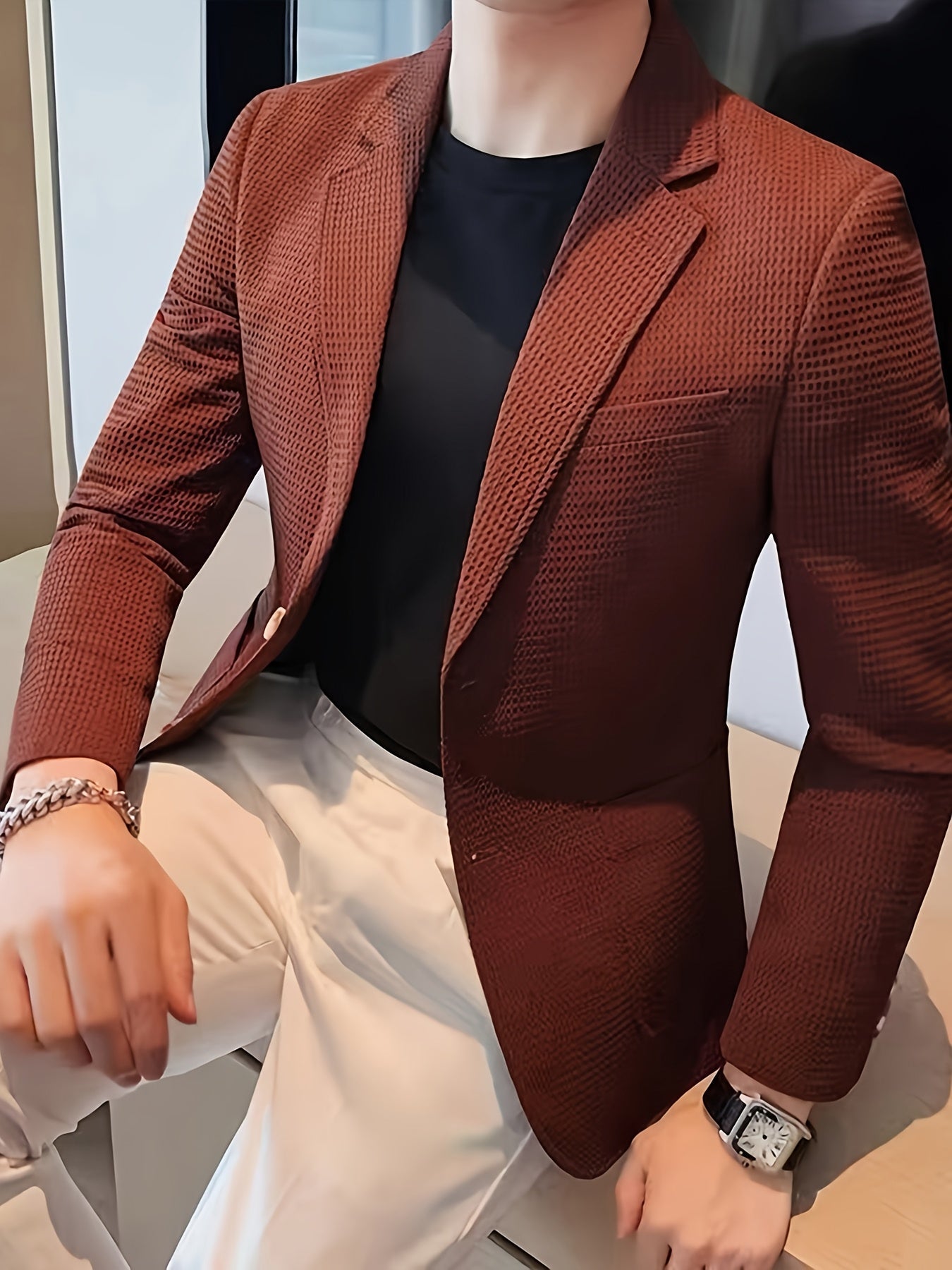 WAFFLE KNIT BLAZER FOR MEN