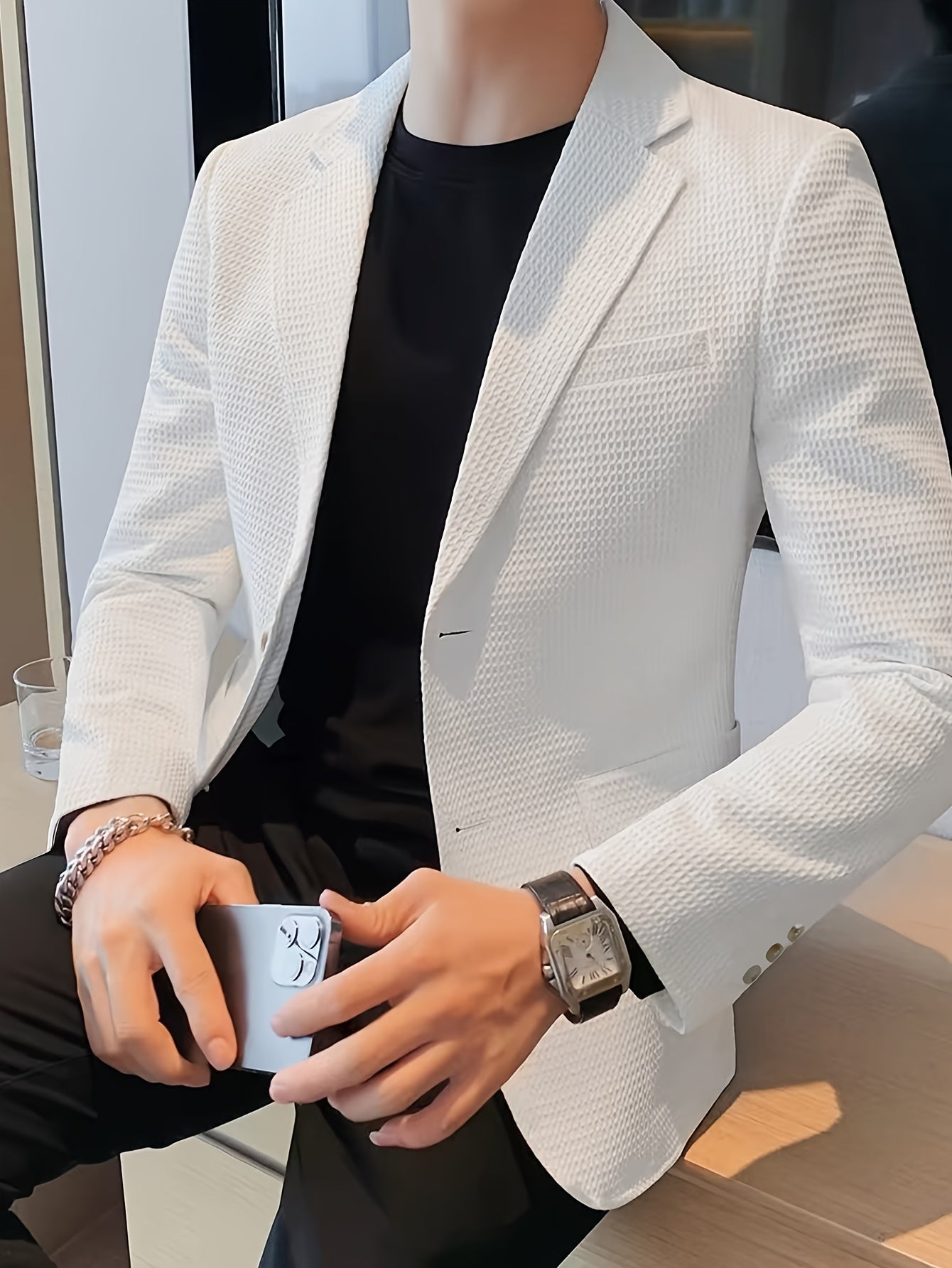 WAFFLE KNIT BLAZER FOR MEN