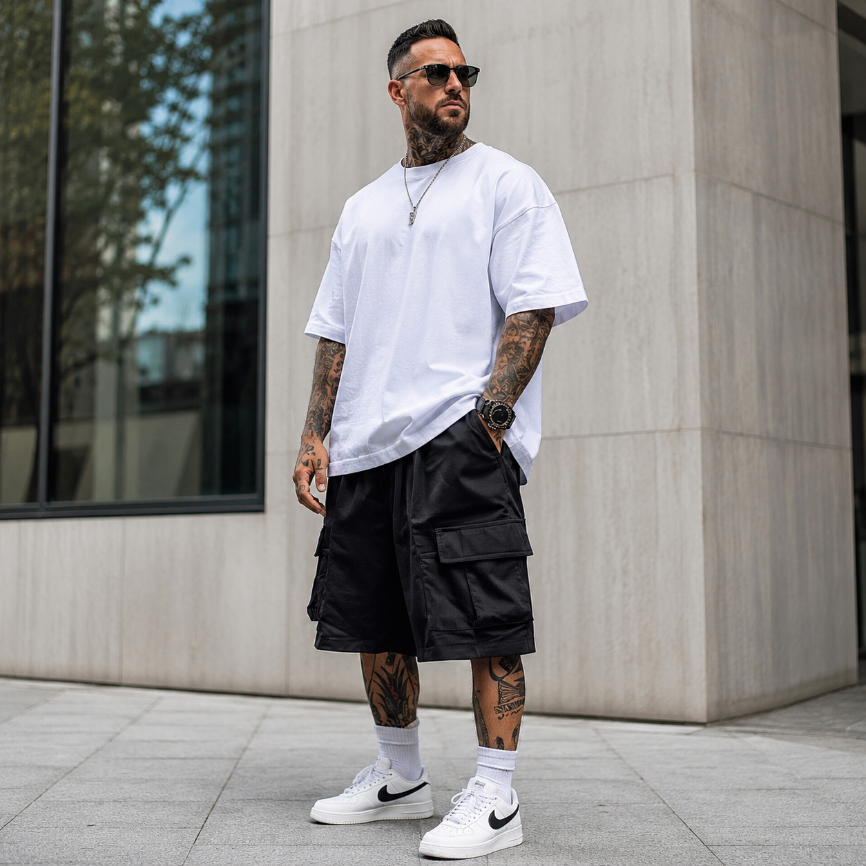 WIDE FIT CARGO SHORTS FOR MEN