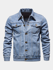 LAPEL DENIM JACKET FOR MEN