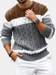 COLOUR BLOCK CABLE SWEATER FOR MEN