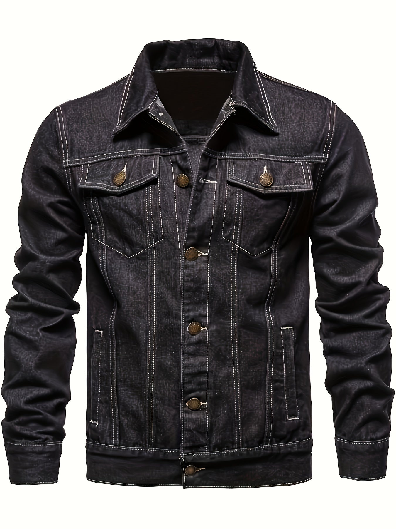 LAPEL DENIM JACKET FOR MEN