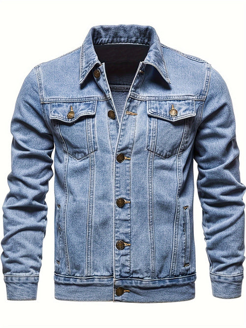 LAPEL DENIM JACKET FOR MEN