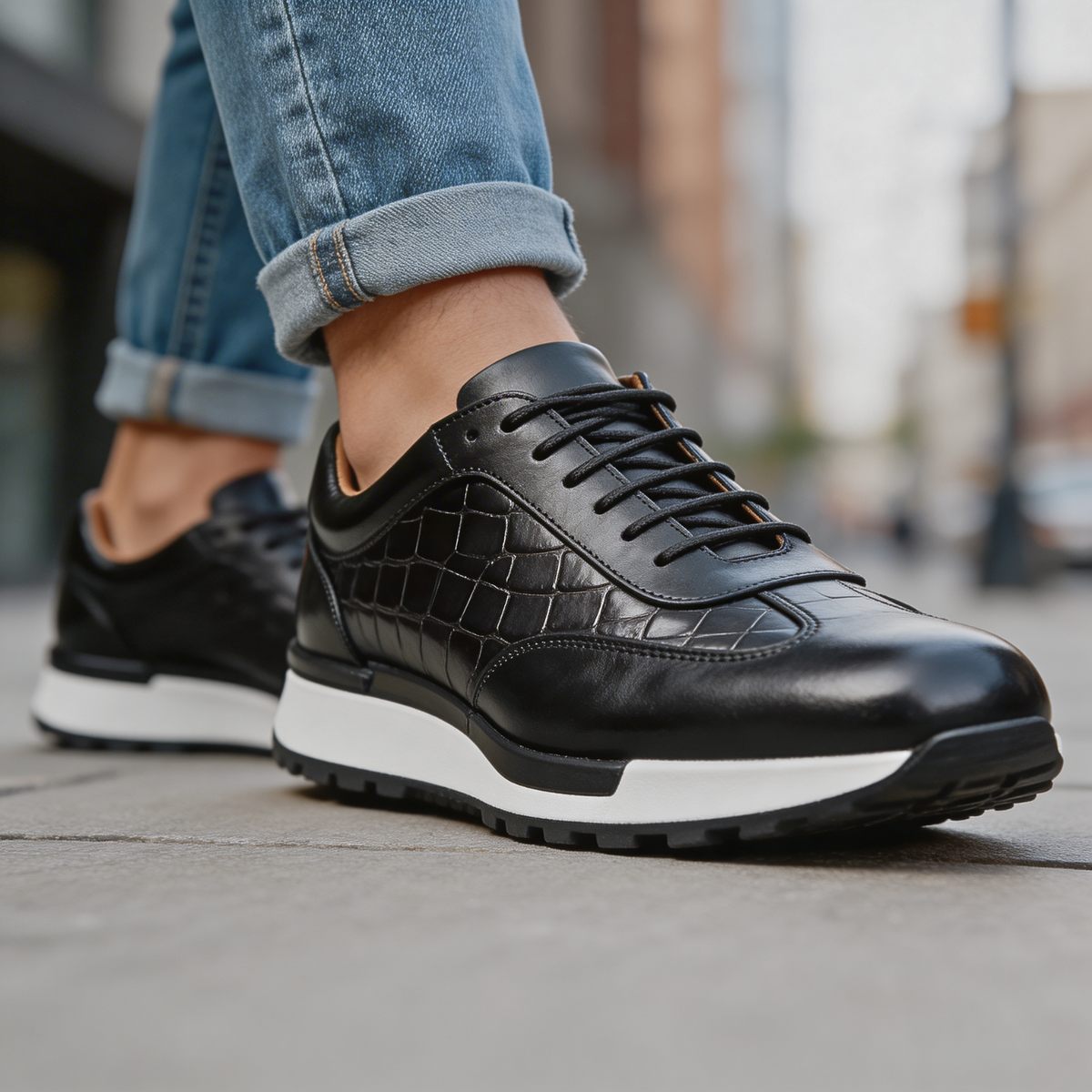 TEXTURED COWHIDE SNEAKERS FOR MEN - image 10