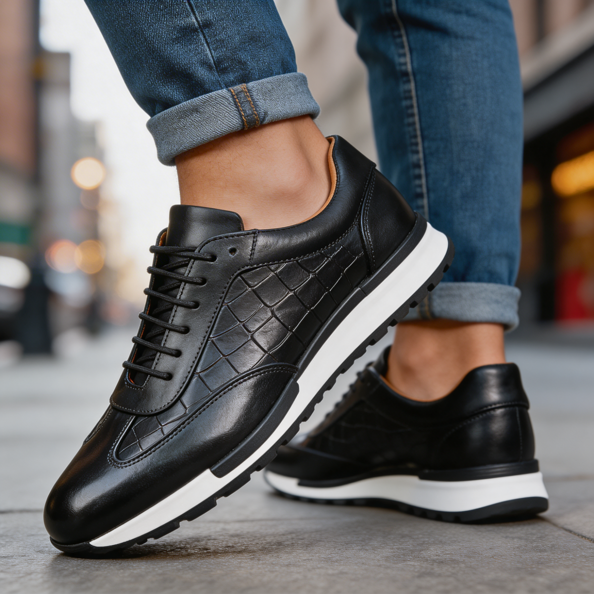 TEXTURED COWHIDE SNEAKERS FOR MEN - image 11