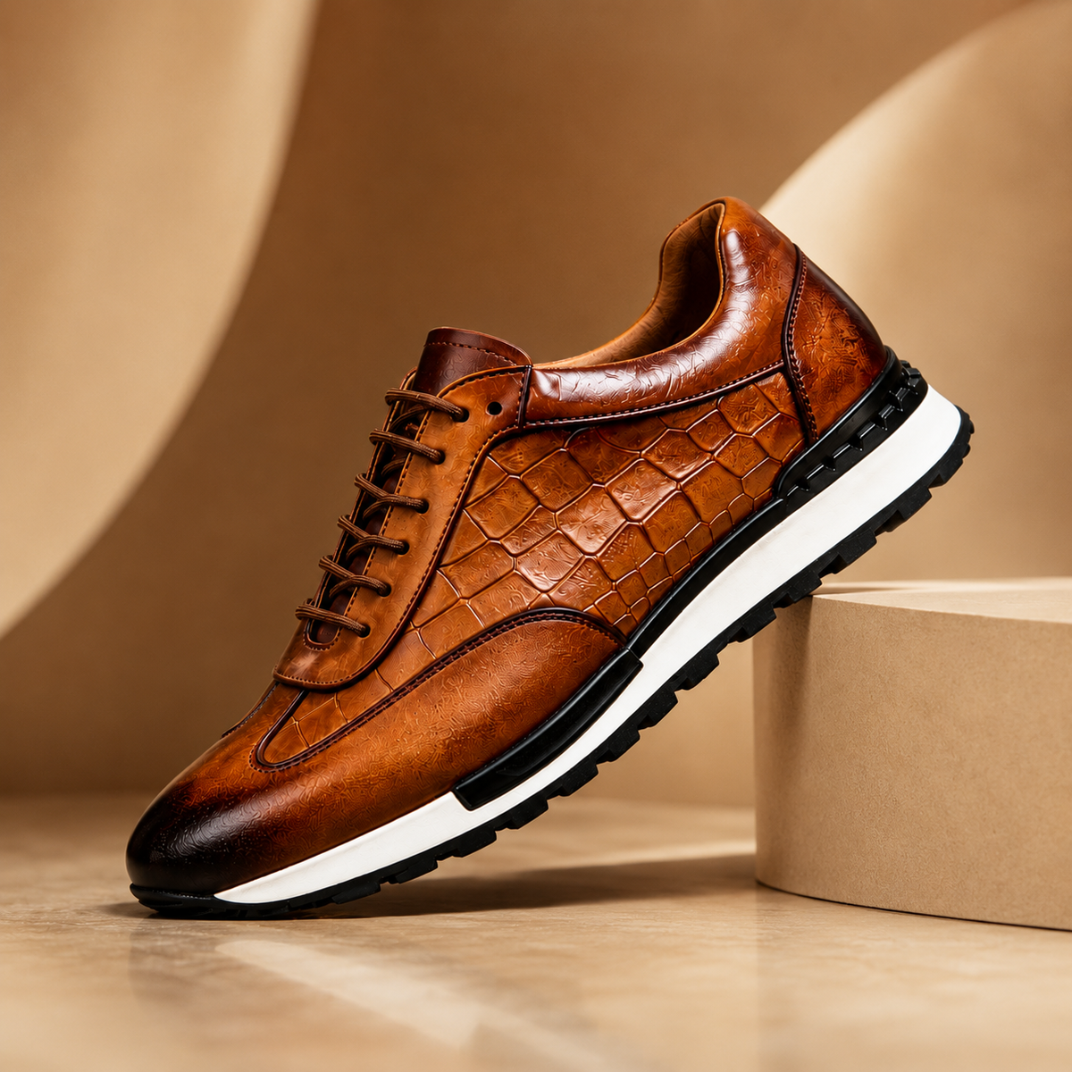 TEXTURED COWHIDE SNEAKERS FOR MEN - image 2