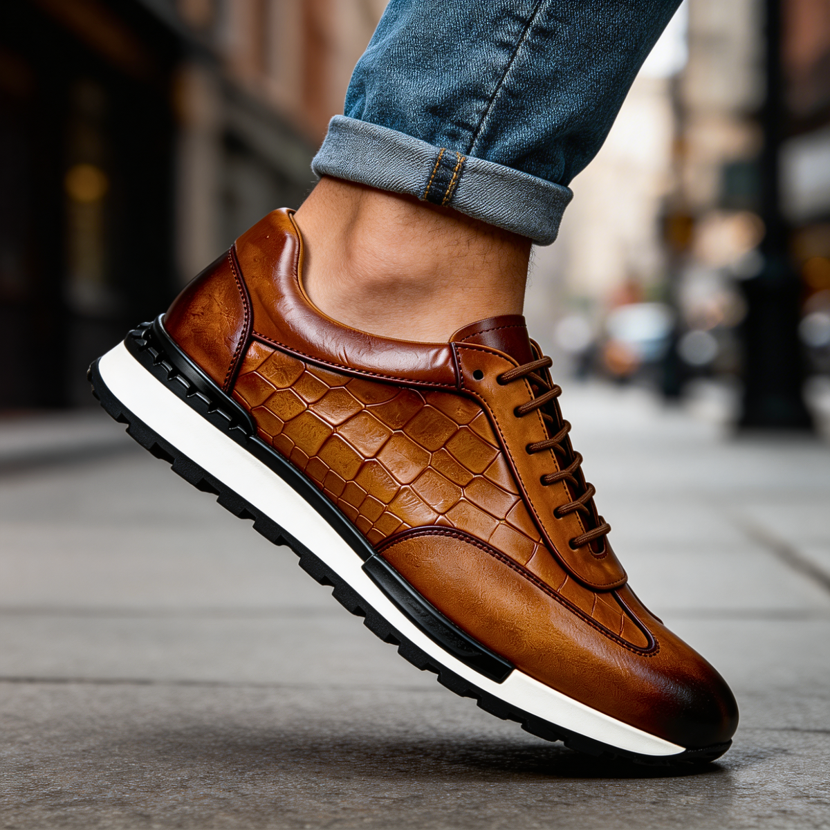 TEXTURED COWHIDE SNEAKERS FOR MEN - image 6