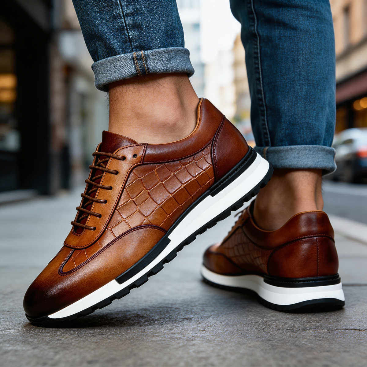 TEXTURED COWHIDE SNEAKERS FOR MEN - image 7