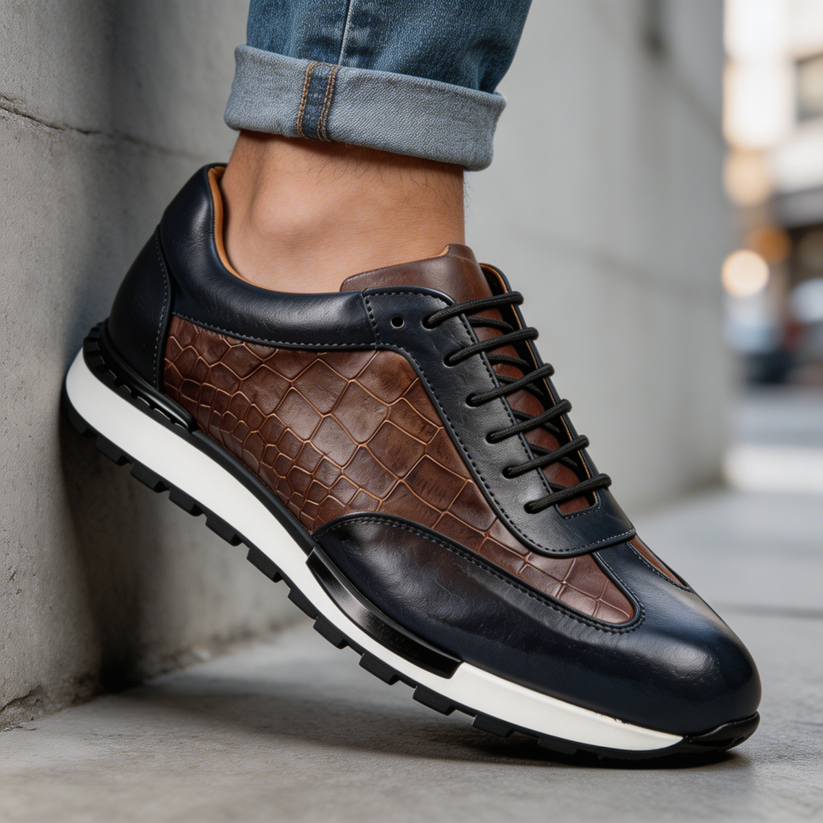 TEXTURED COWHIDE SNEAKERS FOR MEN - image 8