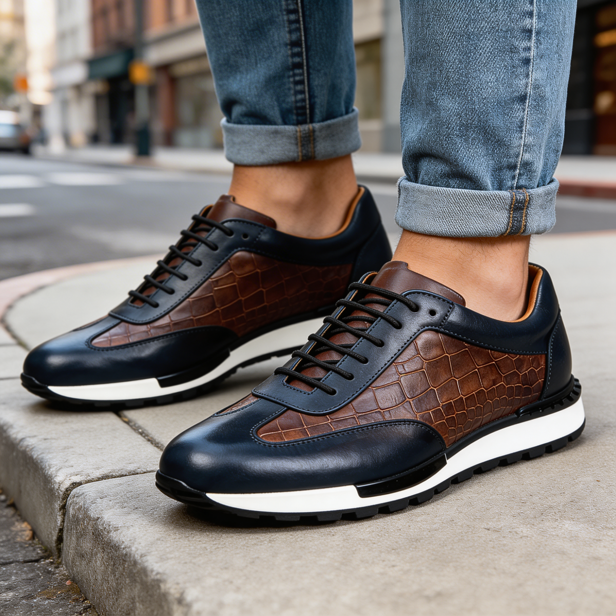 TEXTURED COWHIDE SNEAKERS FOR MEN - image 9