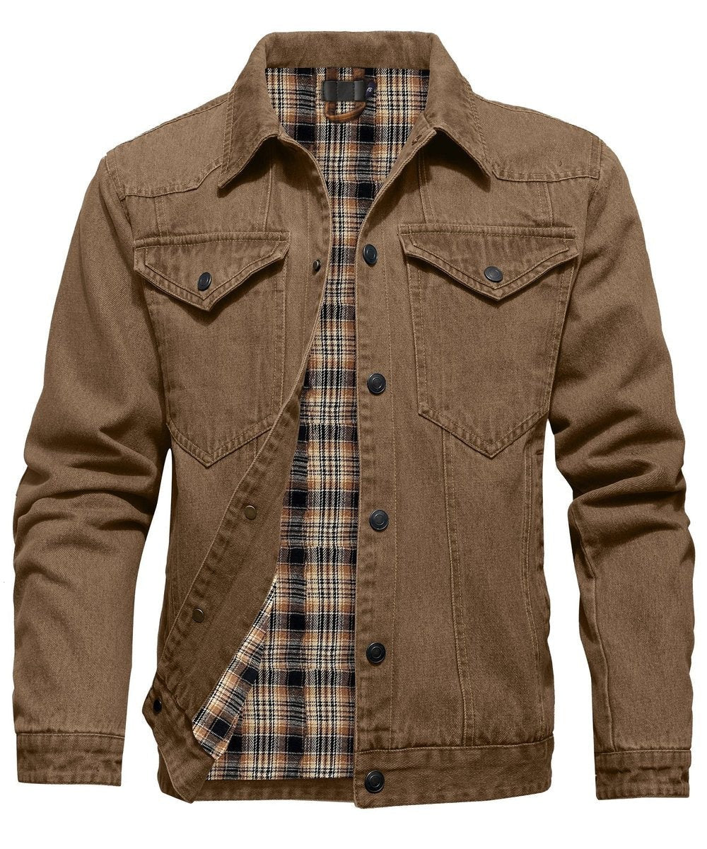 Noah | Men's Flannel-Lined Denim Trucker Jacket Button-Front Carhartt Style - image 1