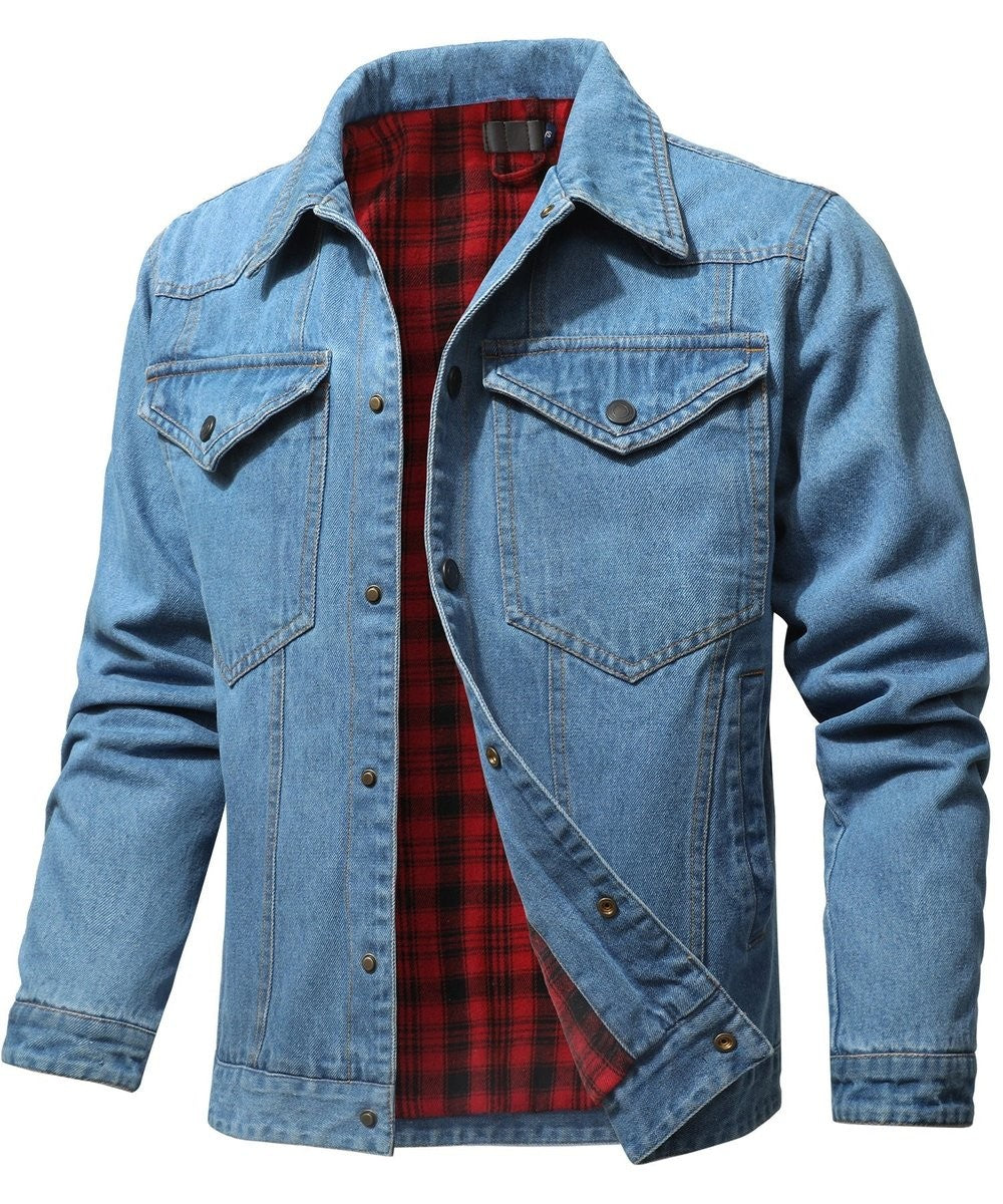 Noah | Men's Flannel-Lined Denim Trucker Jacket Button-Front Carhartt Style - image 10