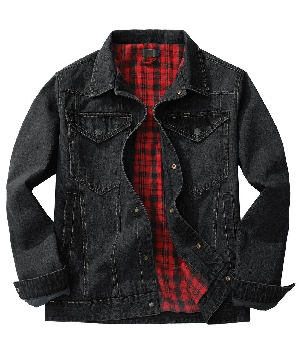 Noah | Men's Flannel-Lined Denim Trucker Jacket Button-Front Carhartt Style - image 11