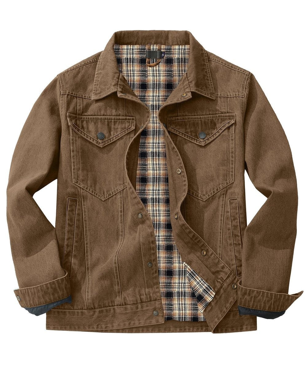 Noah | Men's Flannel-Lined Denim Trucker Jacket Button-Front Carhartt Style - image 12