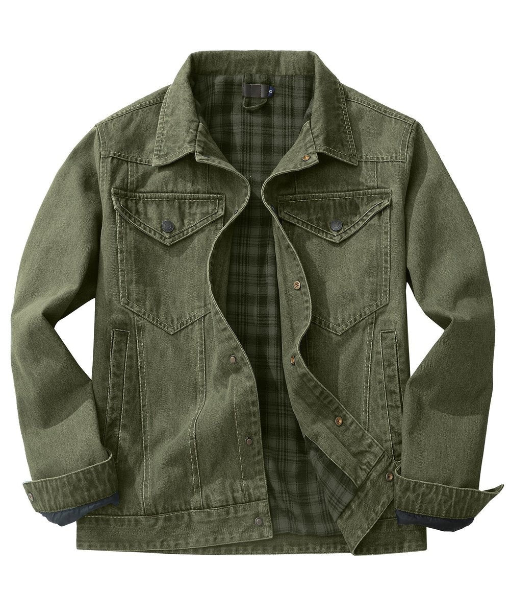 Noah | Men's Flannel-Lined Denim Trucker Jacket Button-Front Carhartt Style - image 13