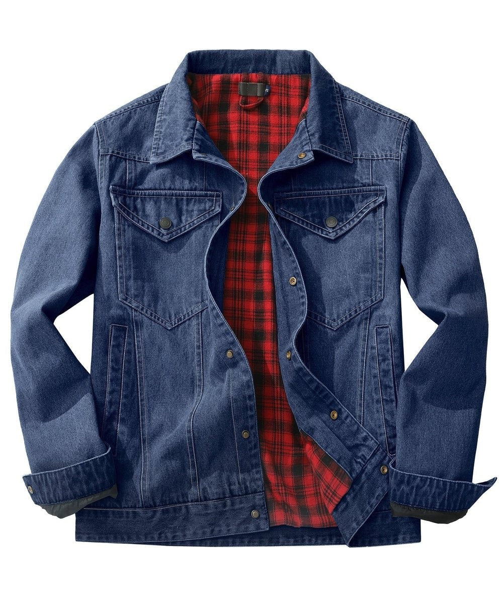 Noah | Men's Flannel-Lined Denim Trucker Jacket Button-Front Carhartt Style - image 14