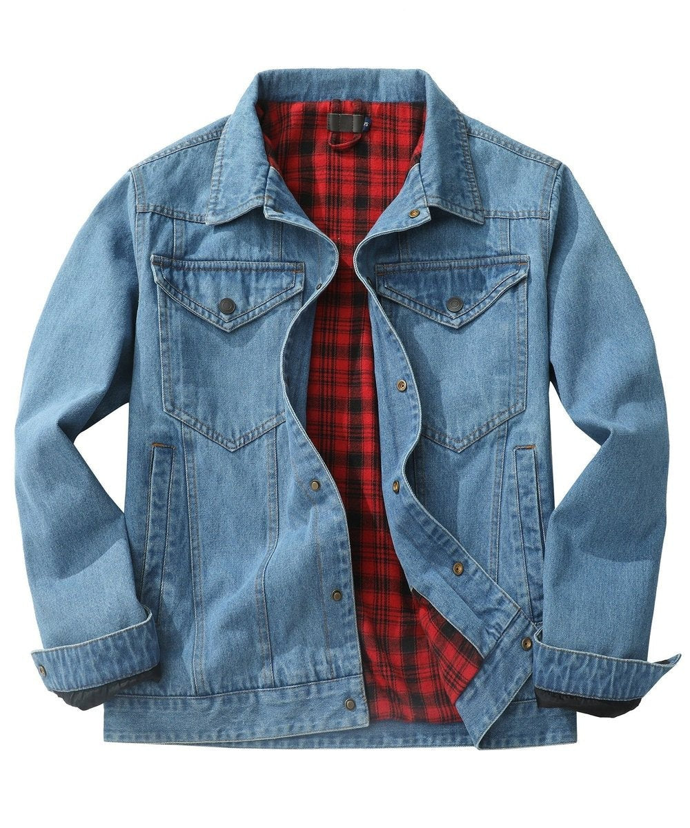 Noah | Men's Flannel-Lined Denim Trucker Jacket Button-Front Carhartt Style - image 15