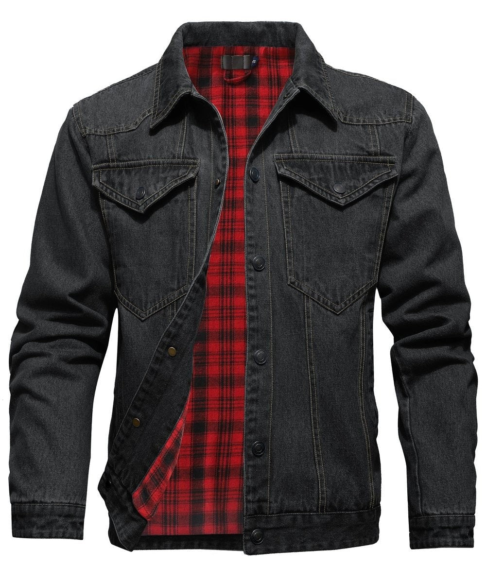 Noah | Men's Flannel-Lined Denim Trucker Jacket Button-Front Carhartt Style - image 2