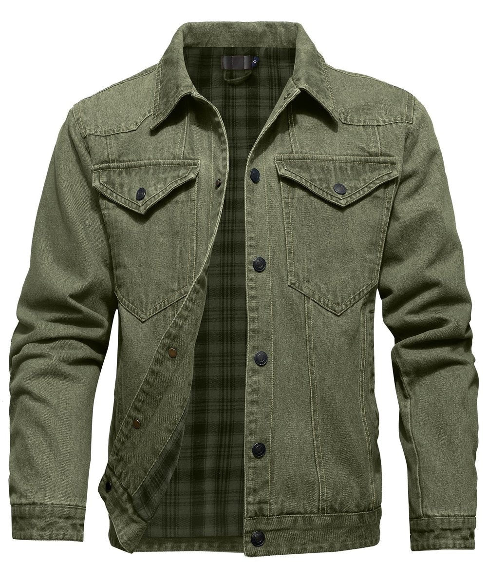 Noah | Men's Flannel-Lined Denim Trucker Jacket Button-Front Carhartt Style - image 3