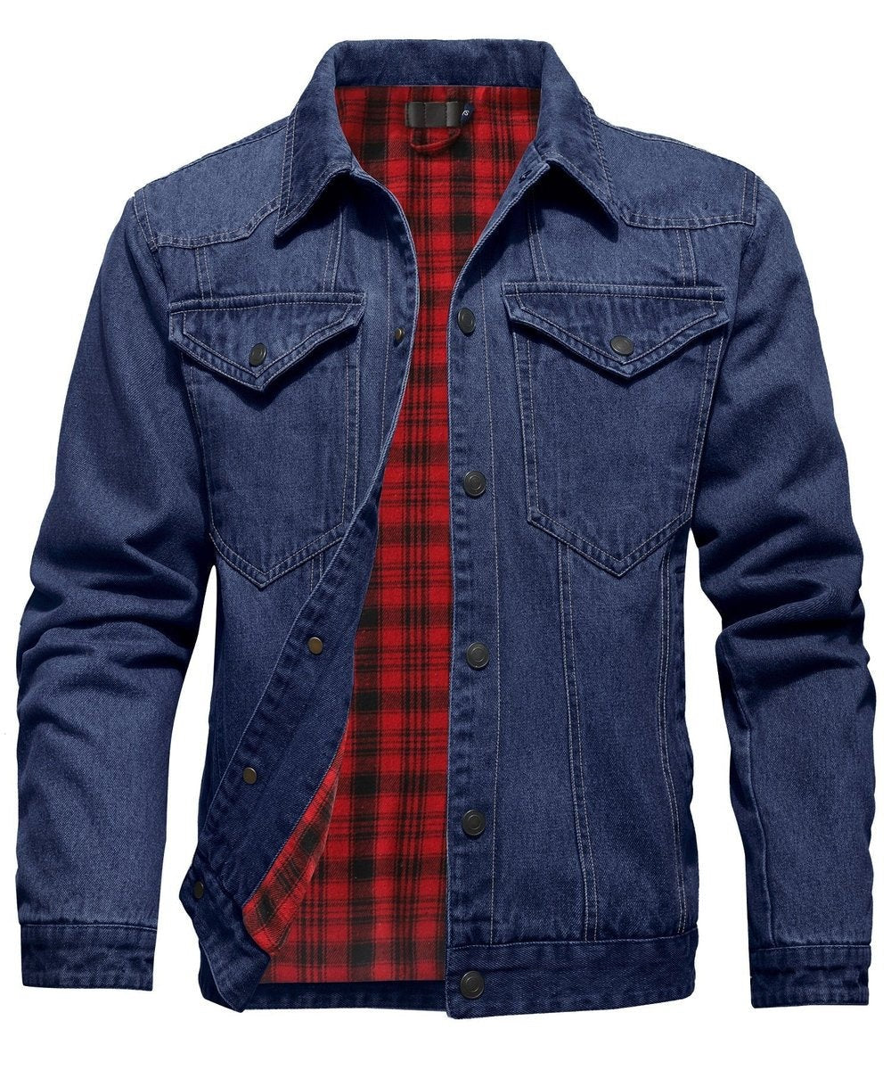 Noah | Men's Flannel-Lined Denim Trucker Jacket Button-Front Carhartt Style - image 4