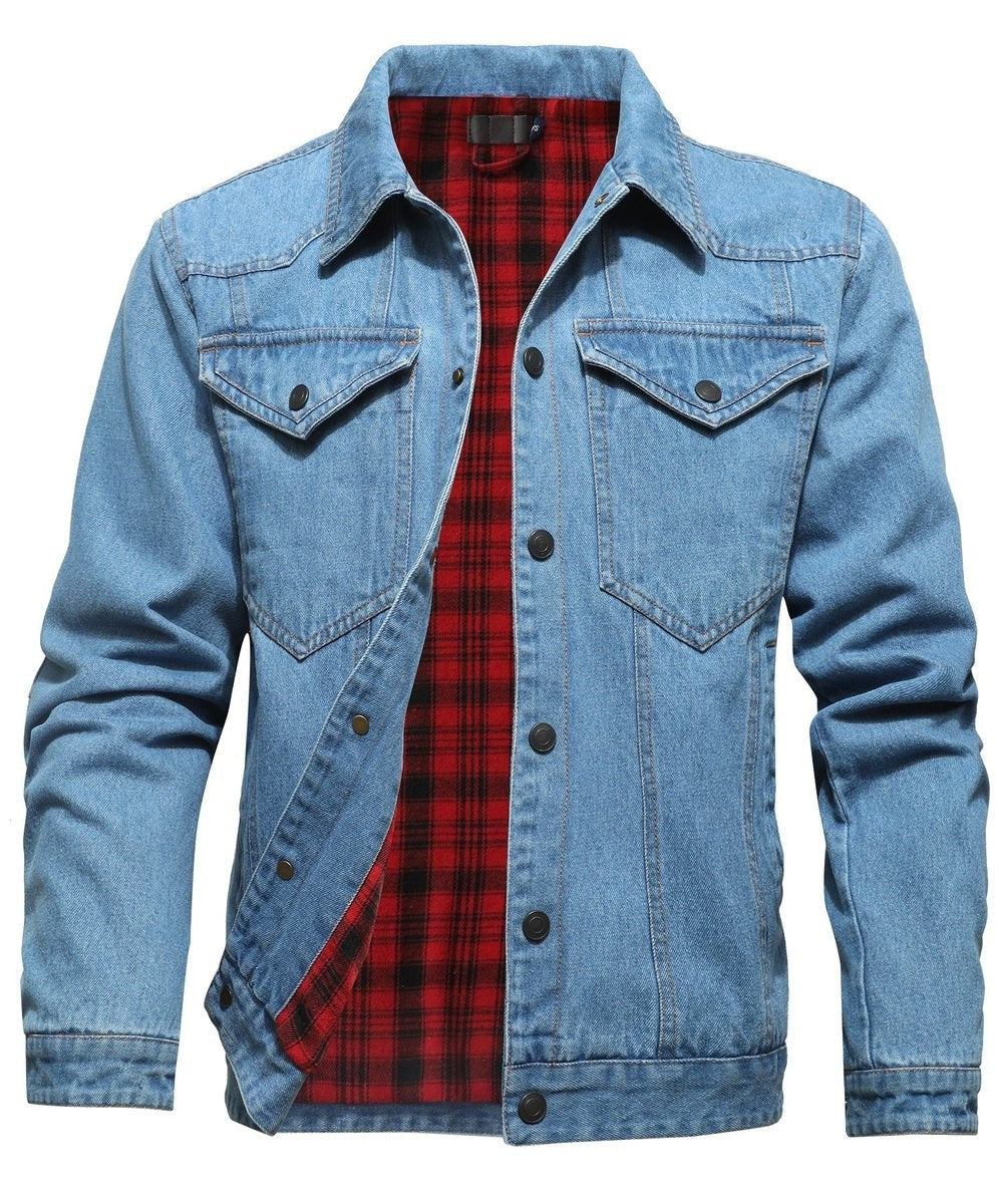 Noah | Men's Flannel-Lined Denim Trucker Jacket Button-Front Carhartt Style - image 5