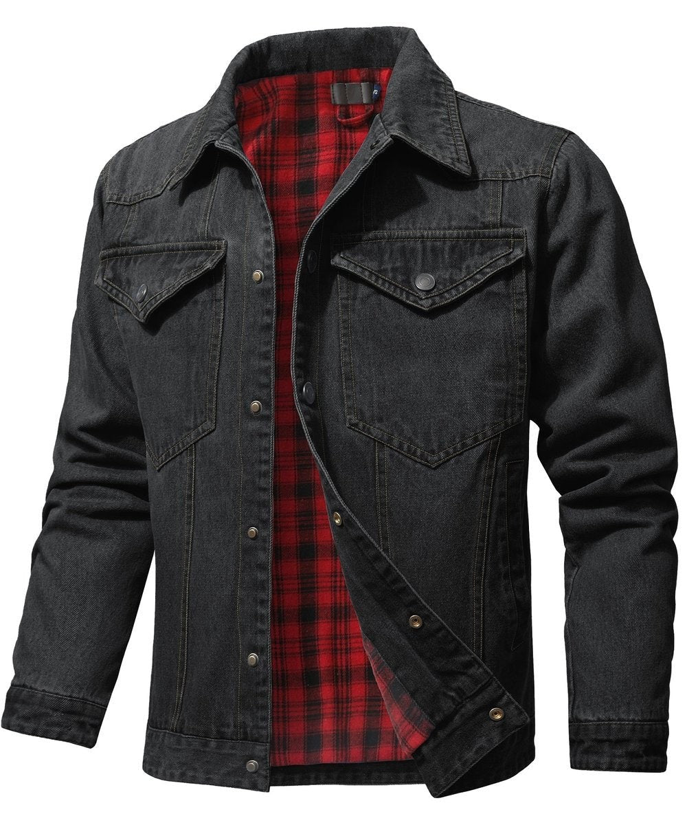Noah | Men's Flannel-Lined Denim Trucker Jacket Button-Front Carhartt Style - image 6