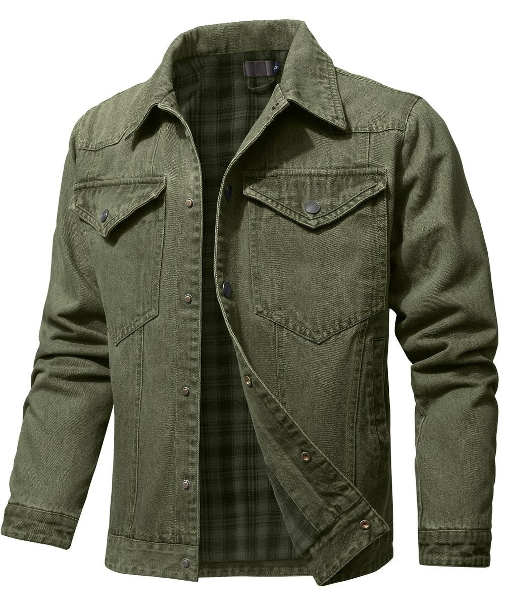 Noah | Men's Flannel-Lined Denim Trucker Jacket Button-Front Carhartt Style - image 8