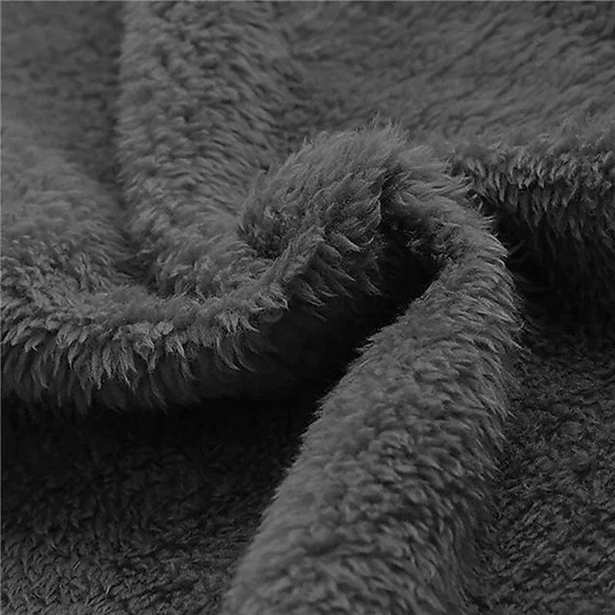 Close-up of soft grey fleece lining showing plush textured fabric