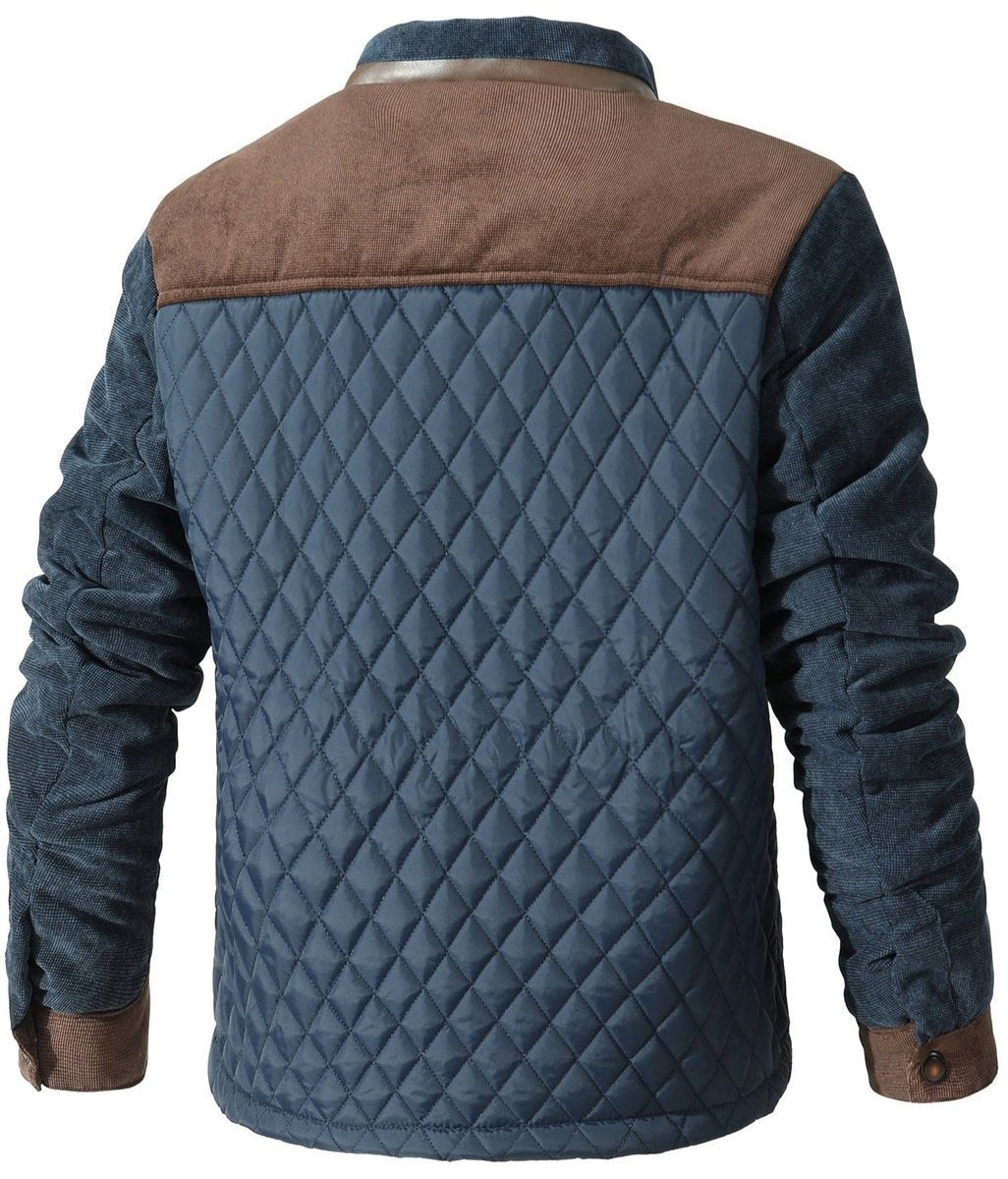 Edward | Men's Quilted Corduroy Bomber Jacket Snap-Button Outerwear - image 5