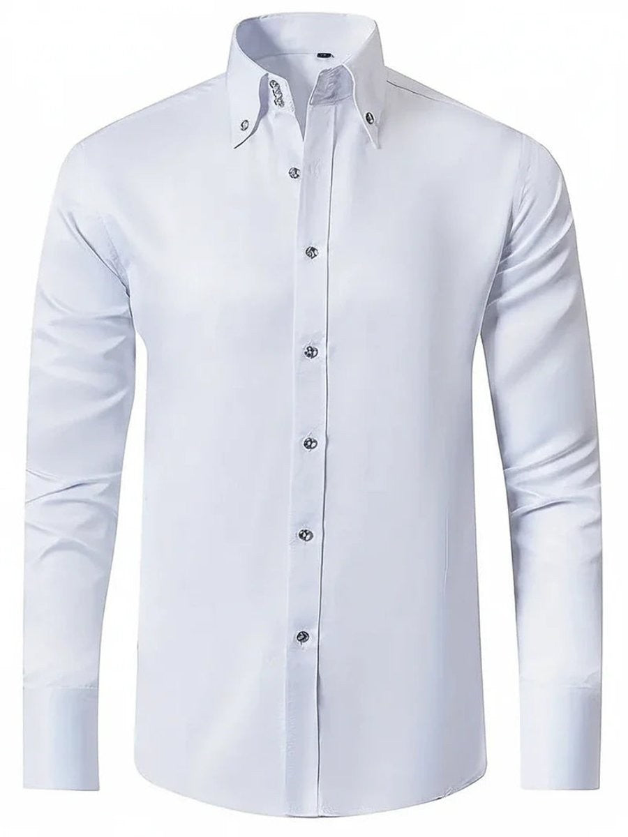 Pale blue formal shirt with button-down collar and long sleeves