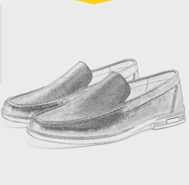 Pencil sketch illustration of men's slip-on loafer pair